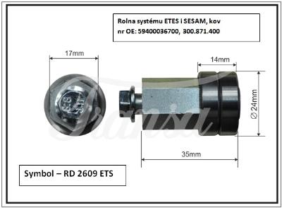 PŘÍSLUŠENSTVÍ - Rolna plachtová systému ETES a SESAM, kov 24x14mm 