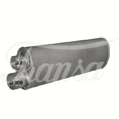 VÝFUKY EU - Tlumič výfuku MAN L2000, M2000L, M2000M, SOLARIS, L=850mm, Ø vstupního hrdla 80mm, Ø výstupního hrdla=100mm, EURO 2,3